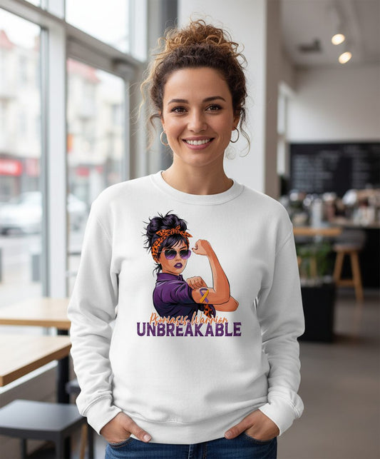 Psoriasis Warrior Unbreakable psoriasis awareness Sweatshirt White lifestyle mockup