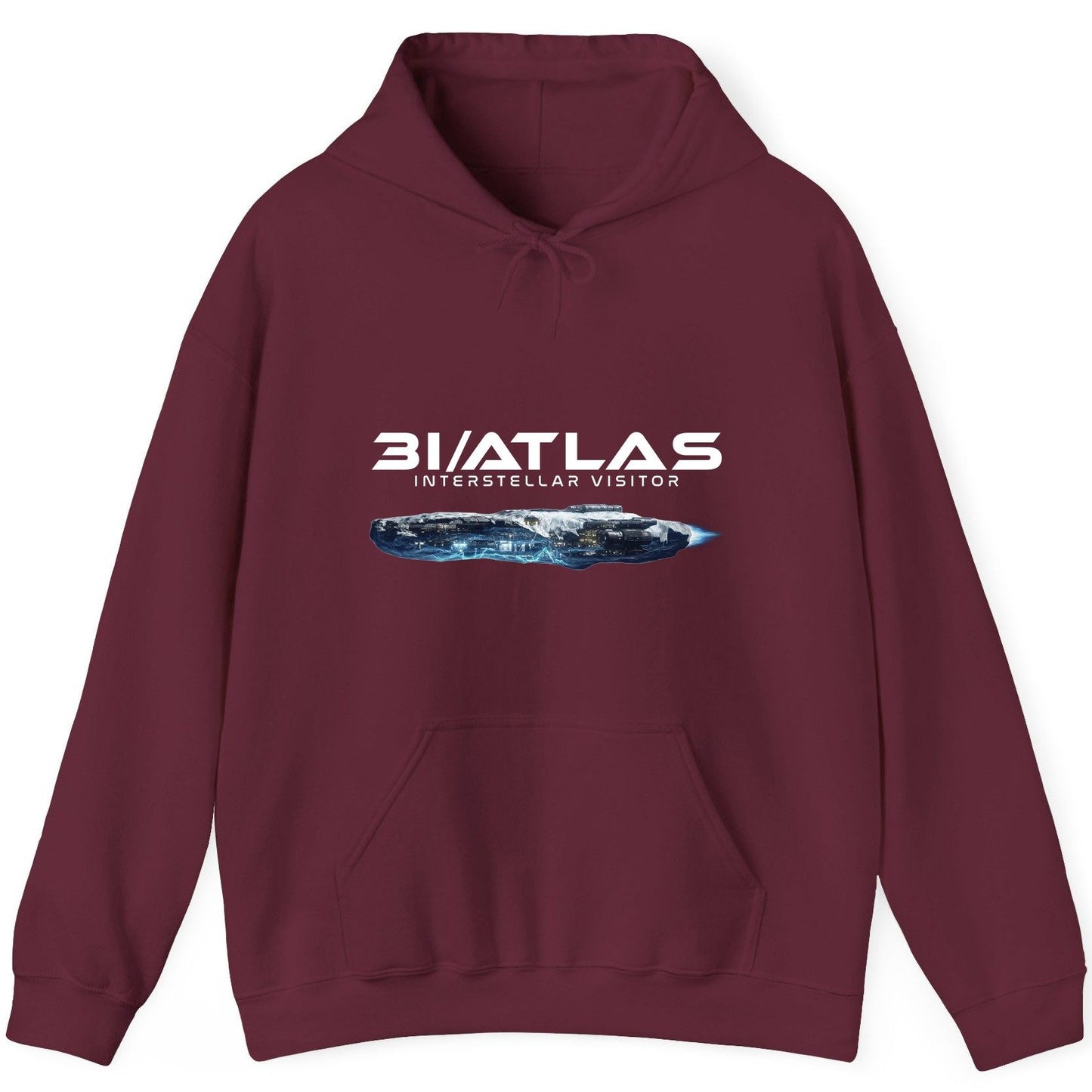 31 Atlas Interstellar Visitor sci-fi spaceship Hoodie Maroon product mockup