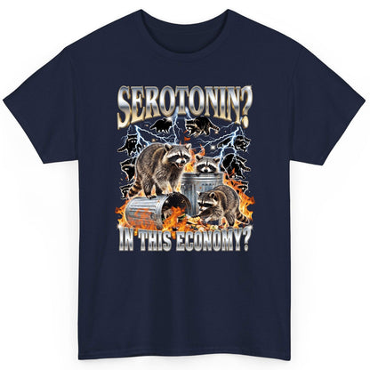 Serotonin in This Economy? raccoons T-Shirt Navy product mockup