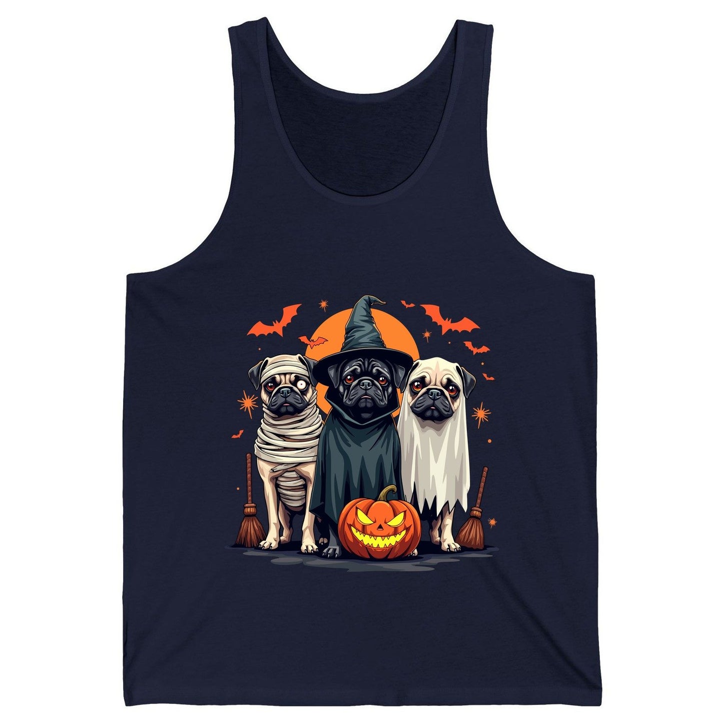 Halloween Pugs Costumes pugs Tank Top Navy product mockup