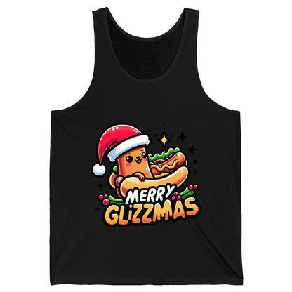 Merry Glizzmas hot dog Tank Top Black product mockup