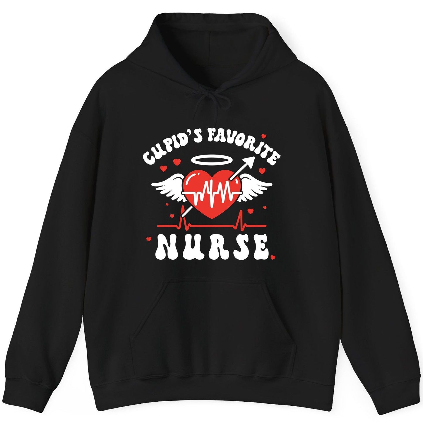 Cupid's Favorite Nurse nursing Hoodie Black product mockup