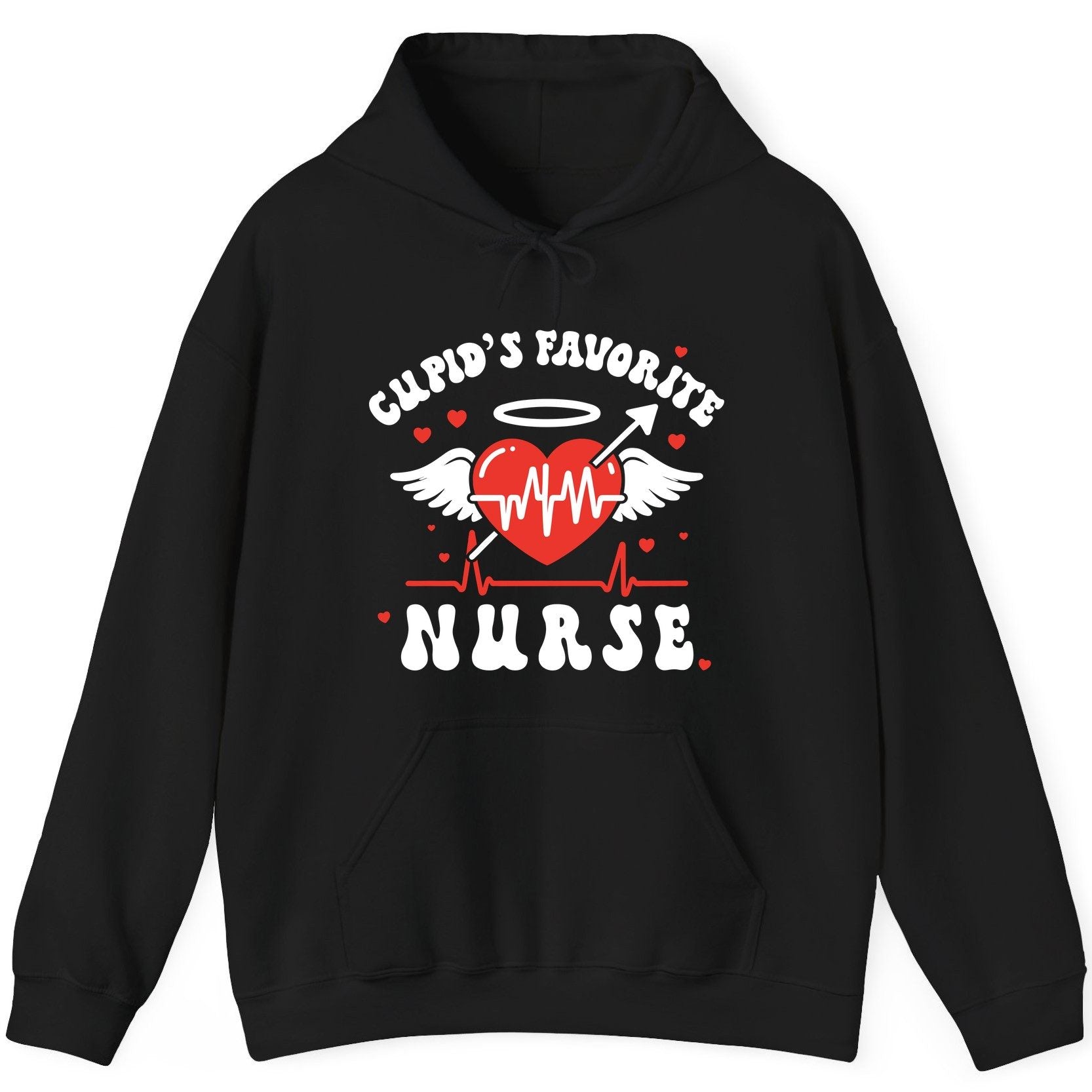 Cupid's Favorite Nurse nursing Hoodie Black product mockup