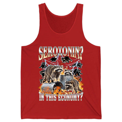 Serotonin in This Economy? raccoons Tank Top Red product mockup