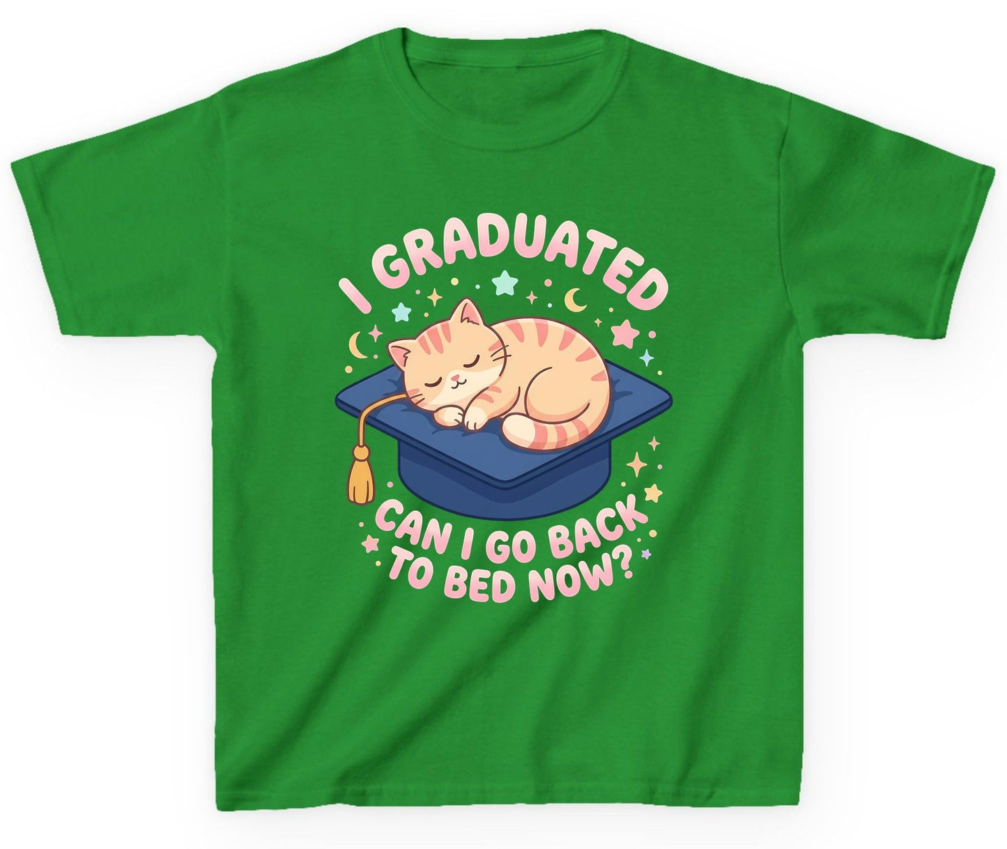 I Graduated CAN I GO BACK TO BED NOW Youth T-Shirt - product mockup - Irish Green