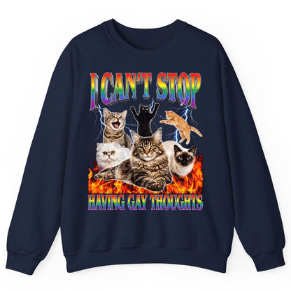 I Can't Stop Having Gay Thoughts cats Sweatshirt Navy product mockup