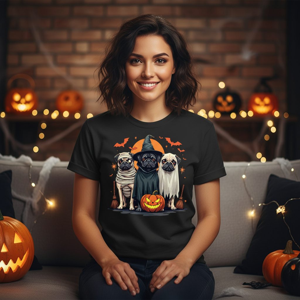 Halloween Pugs Costumes pugs T-Shirt Black lifestyle mockup