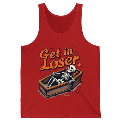 Get in Loser skeleton in coffin Tank Top Red product mockup