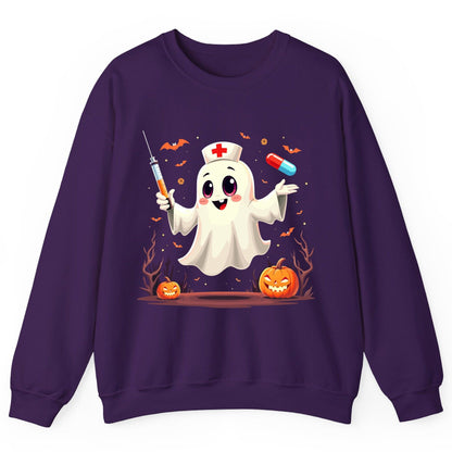 Cute Ghost Nurse Halloween ghost nurse Sweatshirt Purple product mockup