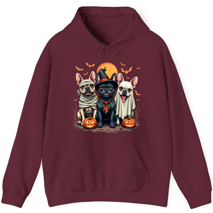 Halloween French Bulldogs Costumes french bulldogs Hoodie Maroon product mockup