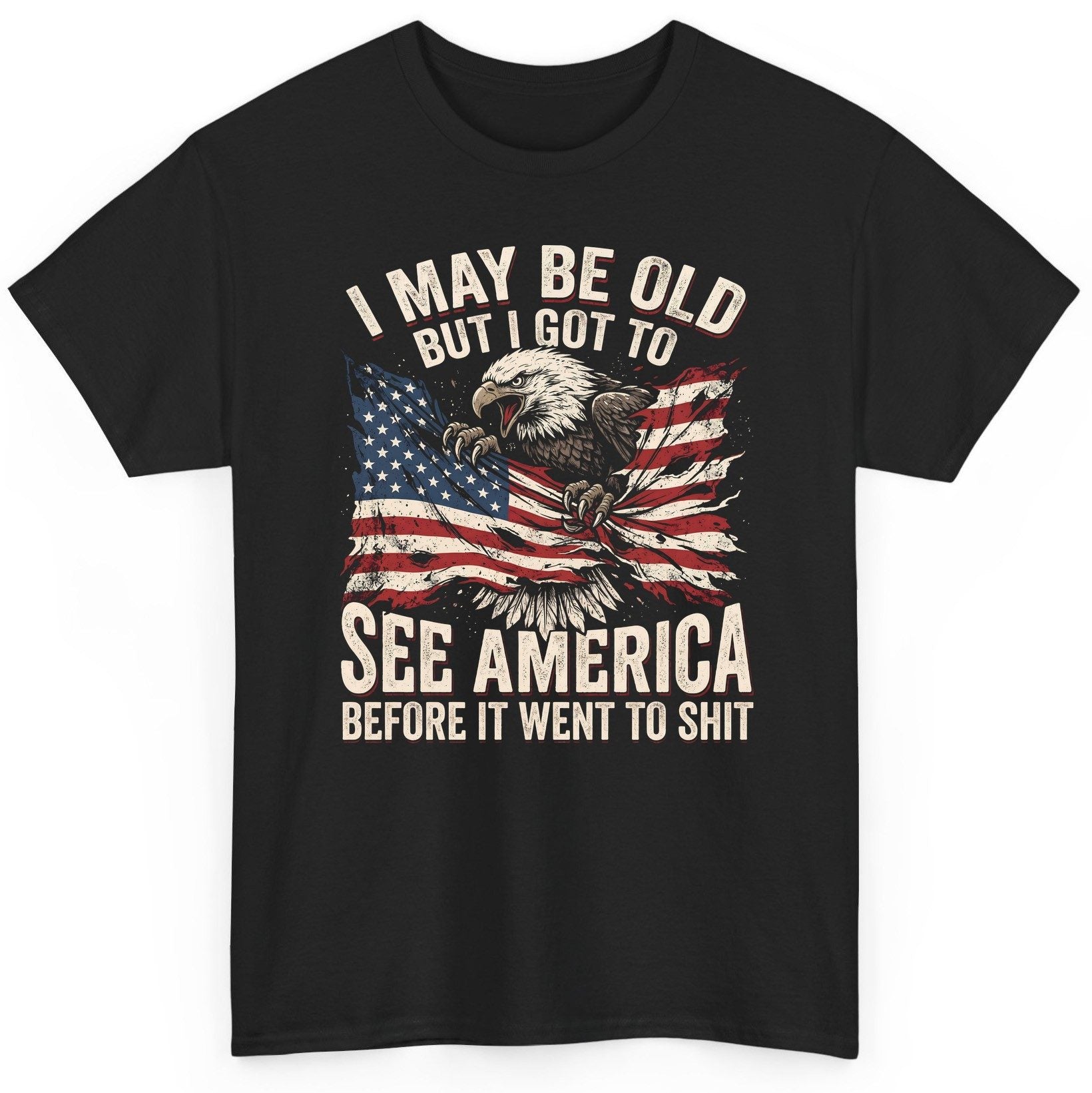 I MAY BE OLD BUT I GOT TO SEE America BEFORE IT WENT TO SHIT T-Shirt - product mockup - Black