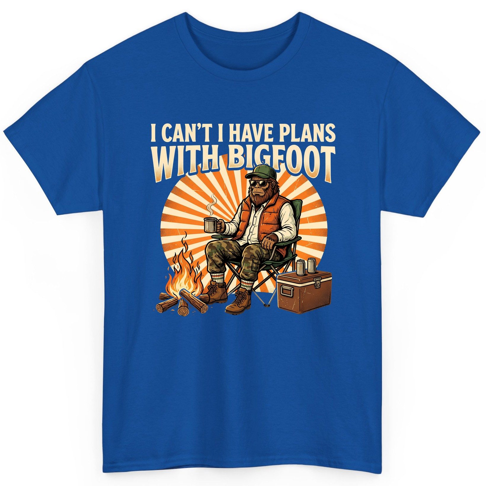 I Can't I Have Plans with Bigfoot bigfoot T-Shirt Royal product mockup