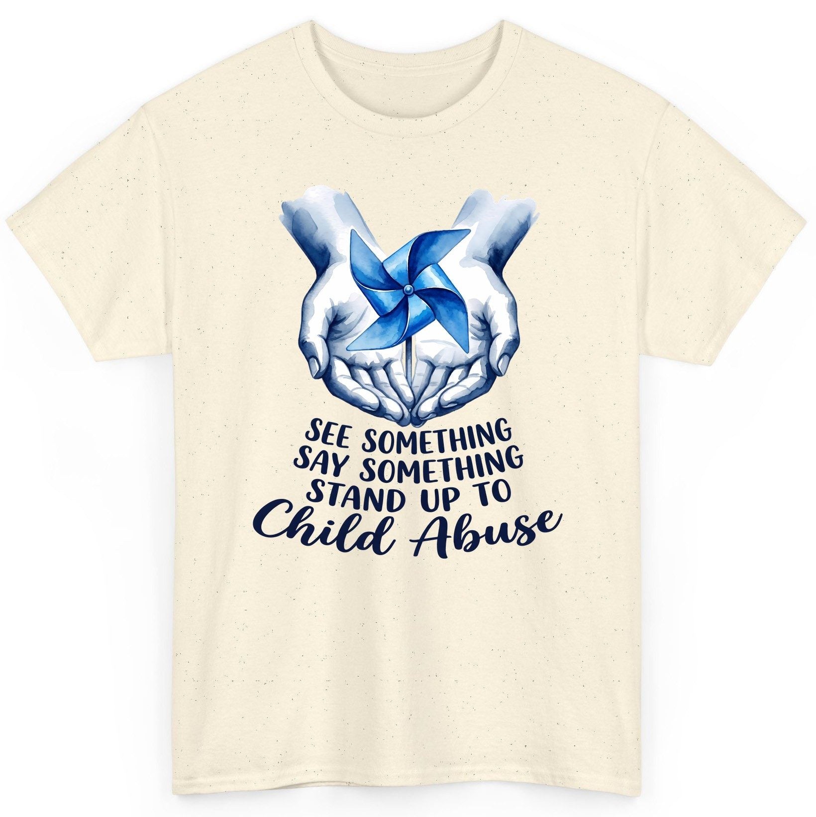 SEE Something SAY Something STAND UP TO Child Abuse Awareness T-Shirt - product mockup - Natural