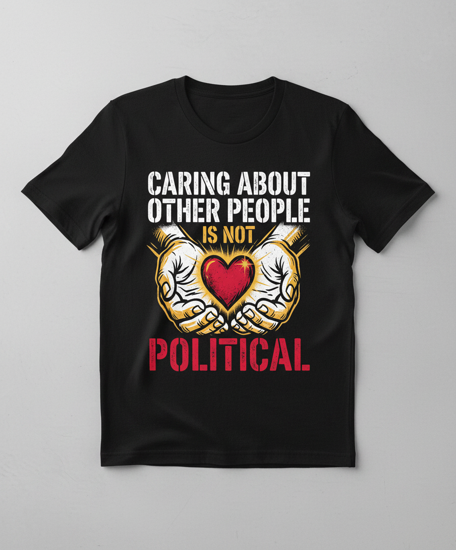 Caring About Other People Is Not Political Empathy Design T-Shirt - Black