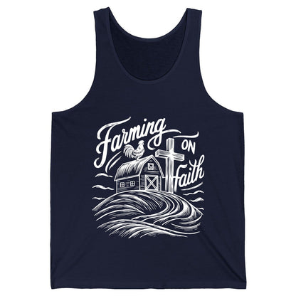 Farming on Faith christian farming Tank Top Navy product mockup