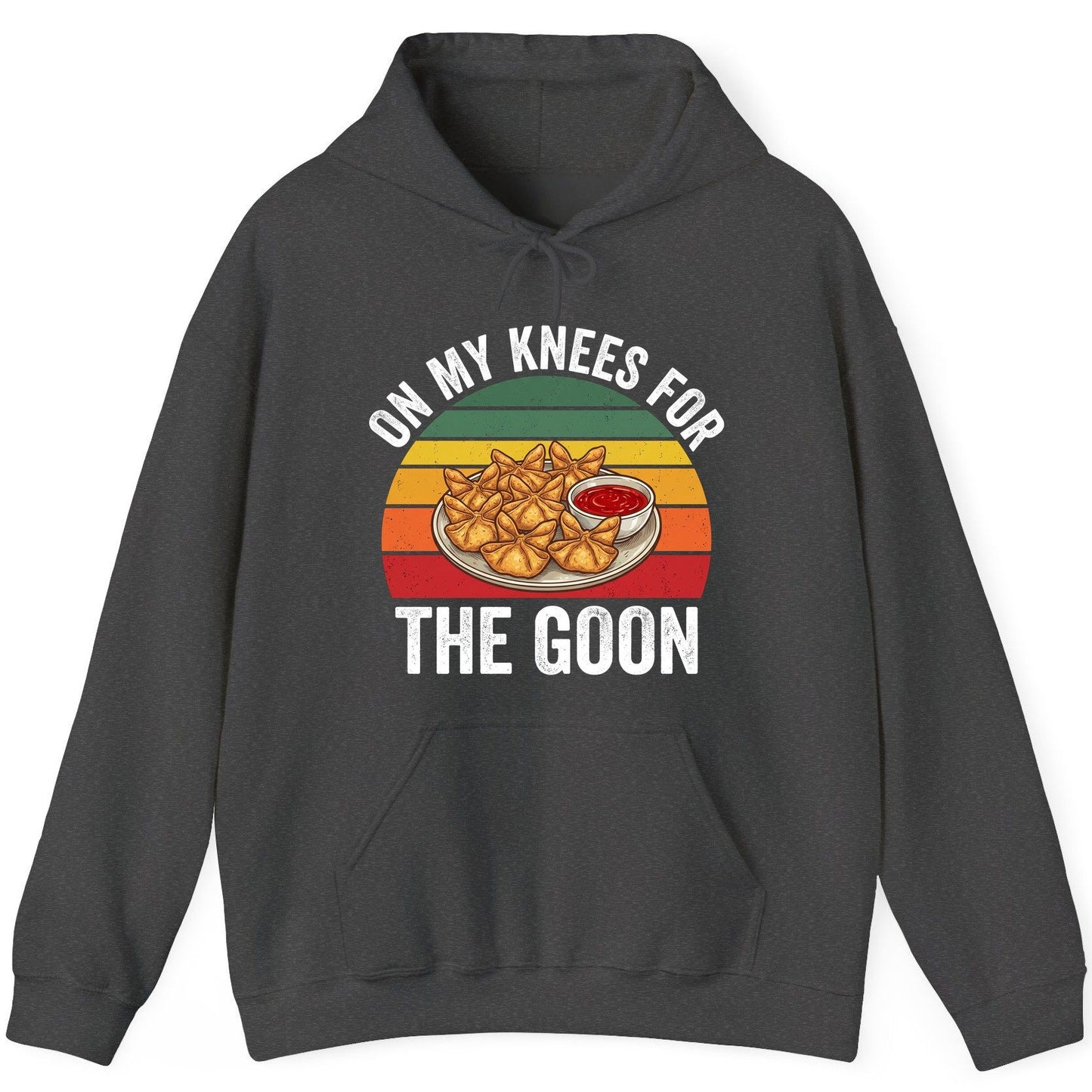 On My Knees for the Goon crab rangoon Hoodie Dark Heather product mockup