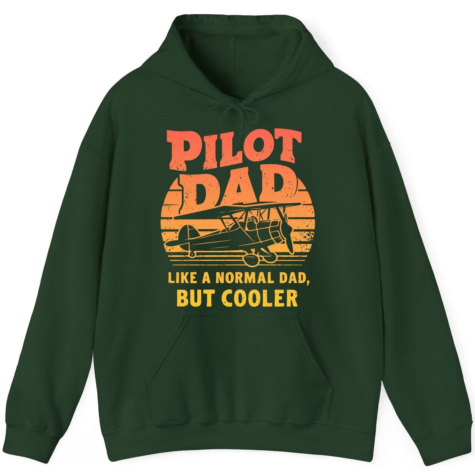 Pilot Dad Like a Normal Dad, but Cooler pilots Hoodie Forest Green product mockup