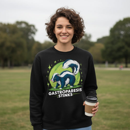 Gastroparesis Stinks gastroparesis awareness Sweatshirt Black lifestyle mockup