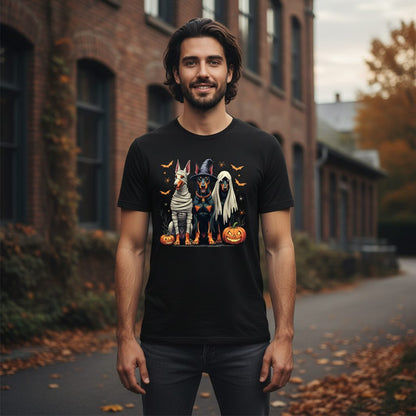 Halloween Doberman Trio doberman pinscher T-Shirt Black lifestyle mockup