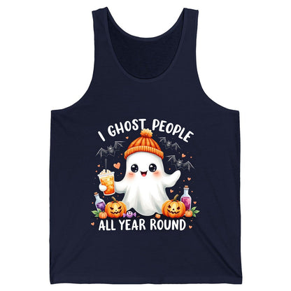 I Ghost People All Year Round cute ghost Tank Top Navy product mockup
