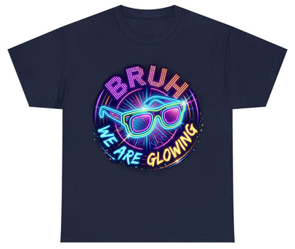 BRUH WE ARE GLOWING Neon Party Youth T-Shirt Navy product mockup