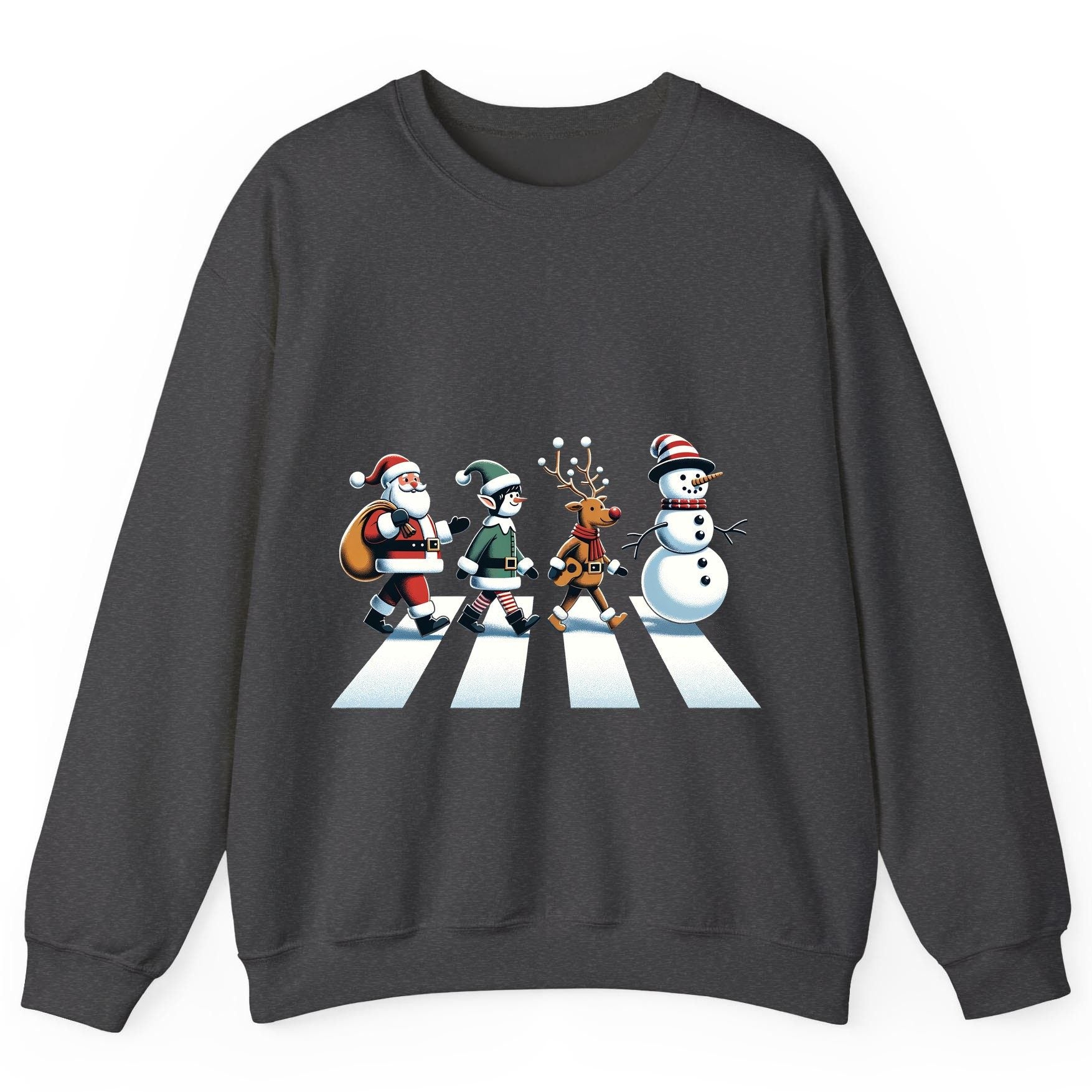Christmas Abbey Road Parody Christmas abbey road parody Sweatshirt Dark Heather product mockup