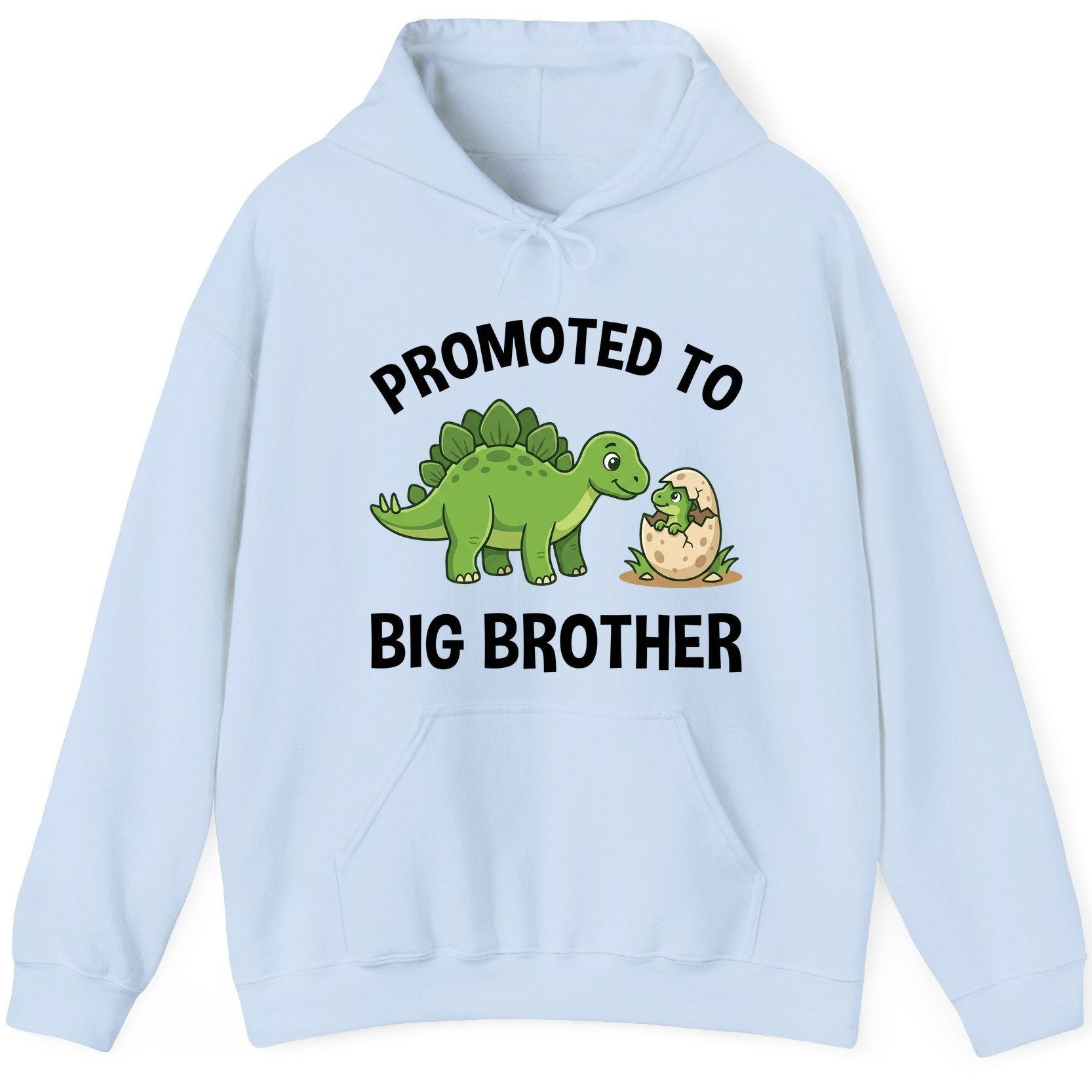 Promoted to Big Brother Dinosaur Hoodie - product mockup - Light Blue