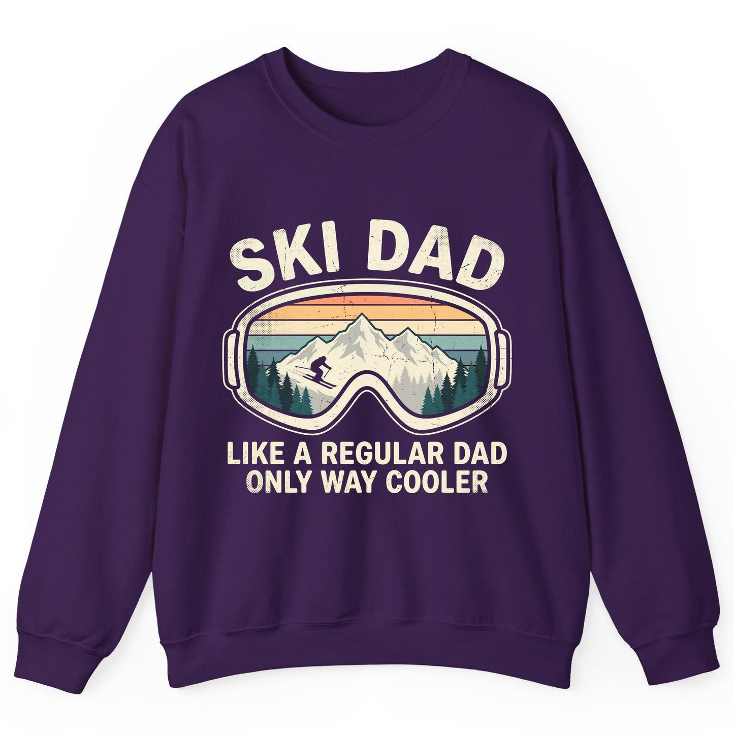 Ski Dad Like a Regular Dad Only Way Cooler skiing Sweatshirt Purple product mockup
