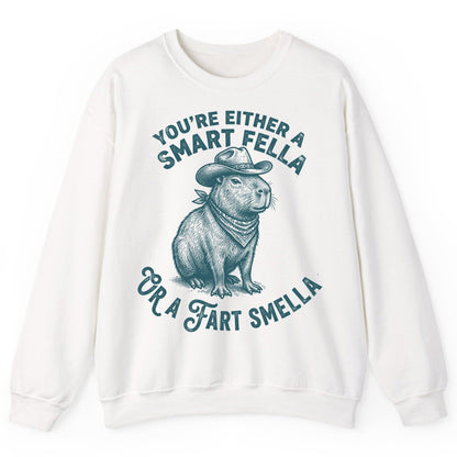 You're Either a Smart Fella or a Fart Smella capybara Sweatshirt White product mockup