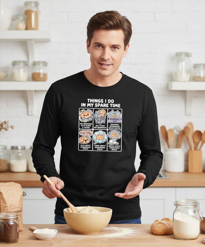 Things I Do in My Spare Time sourdough bread baking Long Sleeve Tee Black lifestyle mockup