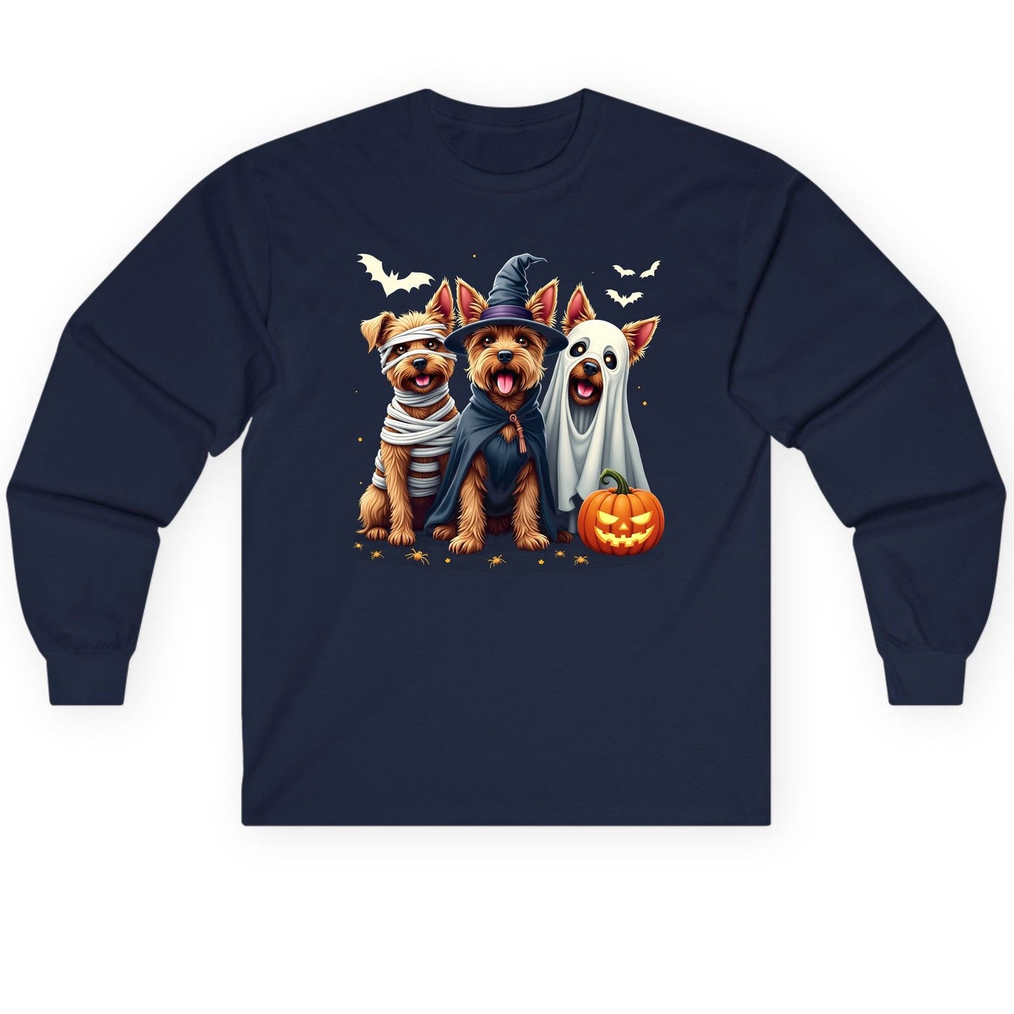 Cute Dogs Halloween Costumes dogs in Halloween costumes Long Sleeve Tee Navy product mockup