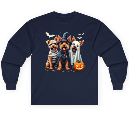 Cute Dogs Halloween Costumes dogs in Halloween costumes Long Sleeve Tee Navy product mockup