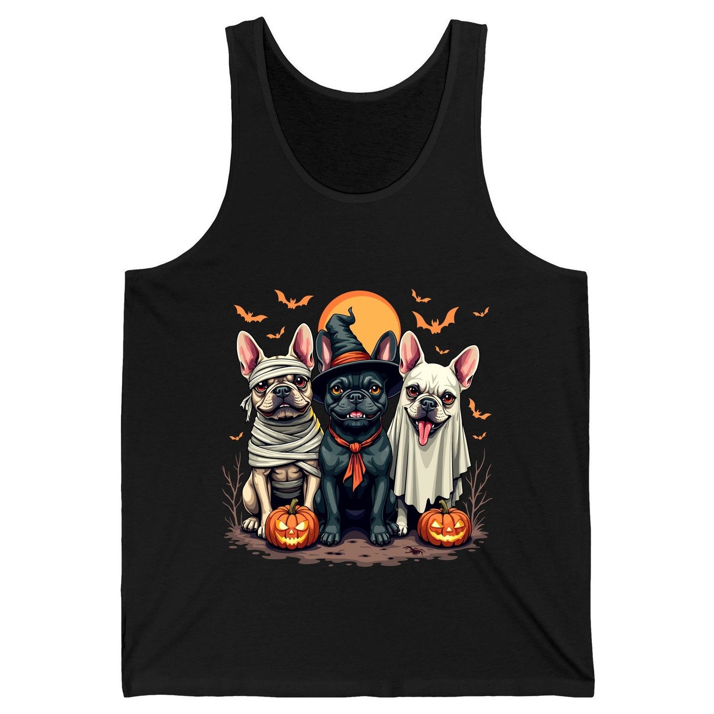 Halloween French Bulldogs Costumes french bulldogs Tank Top Black product mockup