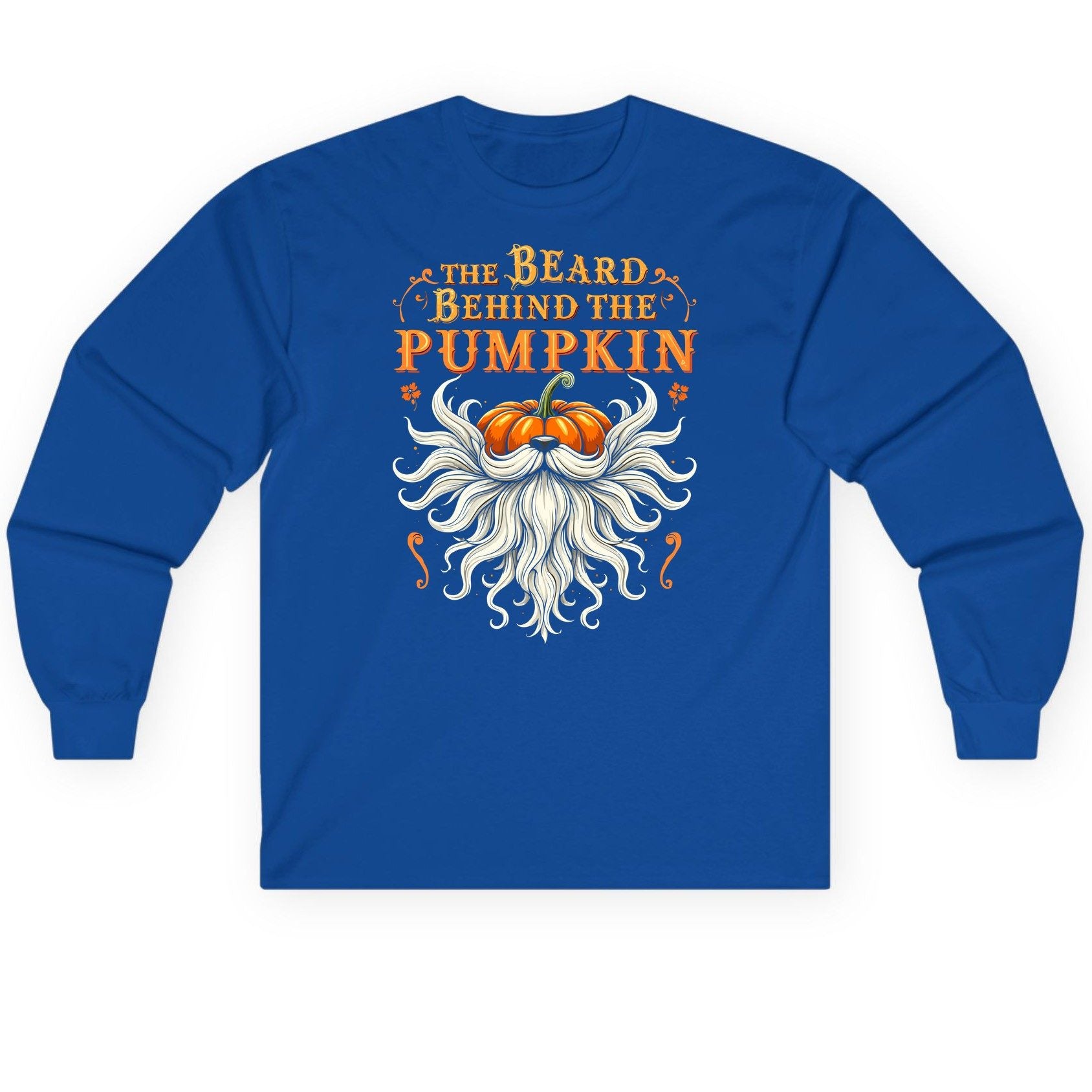The Beard Behind the Pumpkin bearded dad Long Sleeve Tee Royal product mockup