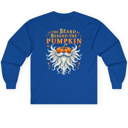 The Beard Behind the Pumpkin bearded dad Long Sleeve Tee Royal product mockup