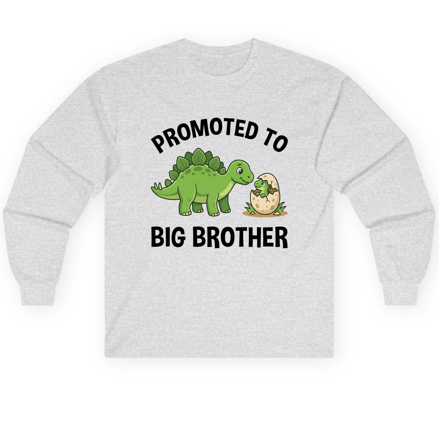 Promoted to Big Brother Dinosaur Long Sleeve Tee - product mockup - Ash
