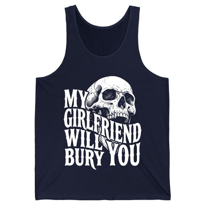 My Girlfriend Will Bury You skull Tank Top Navy product mockup