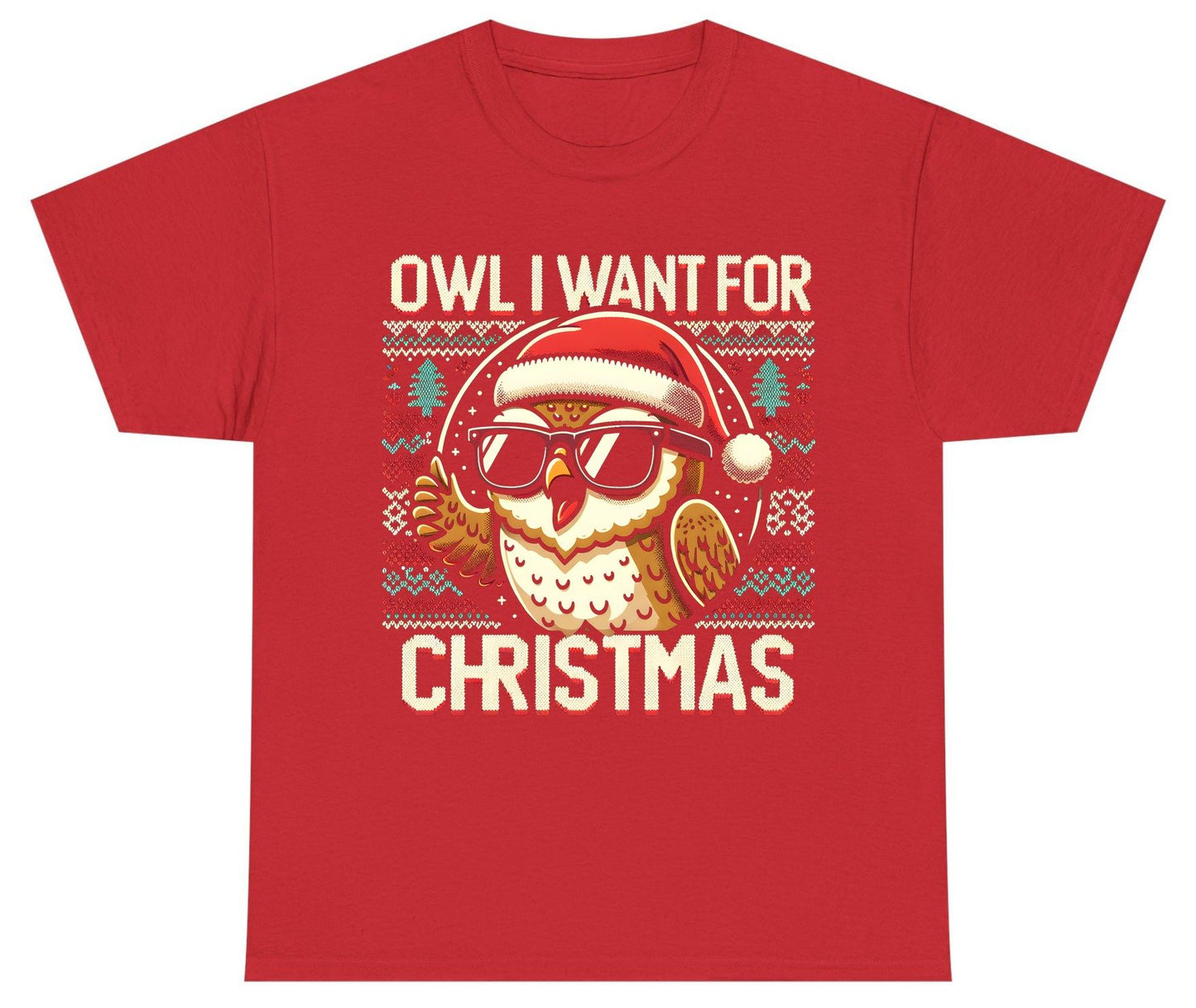 Owl I Want for Christmas Christmas owl Youth T-Shirt Red product mockup