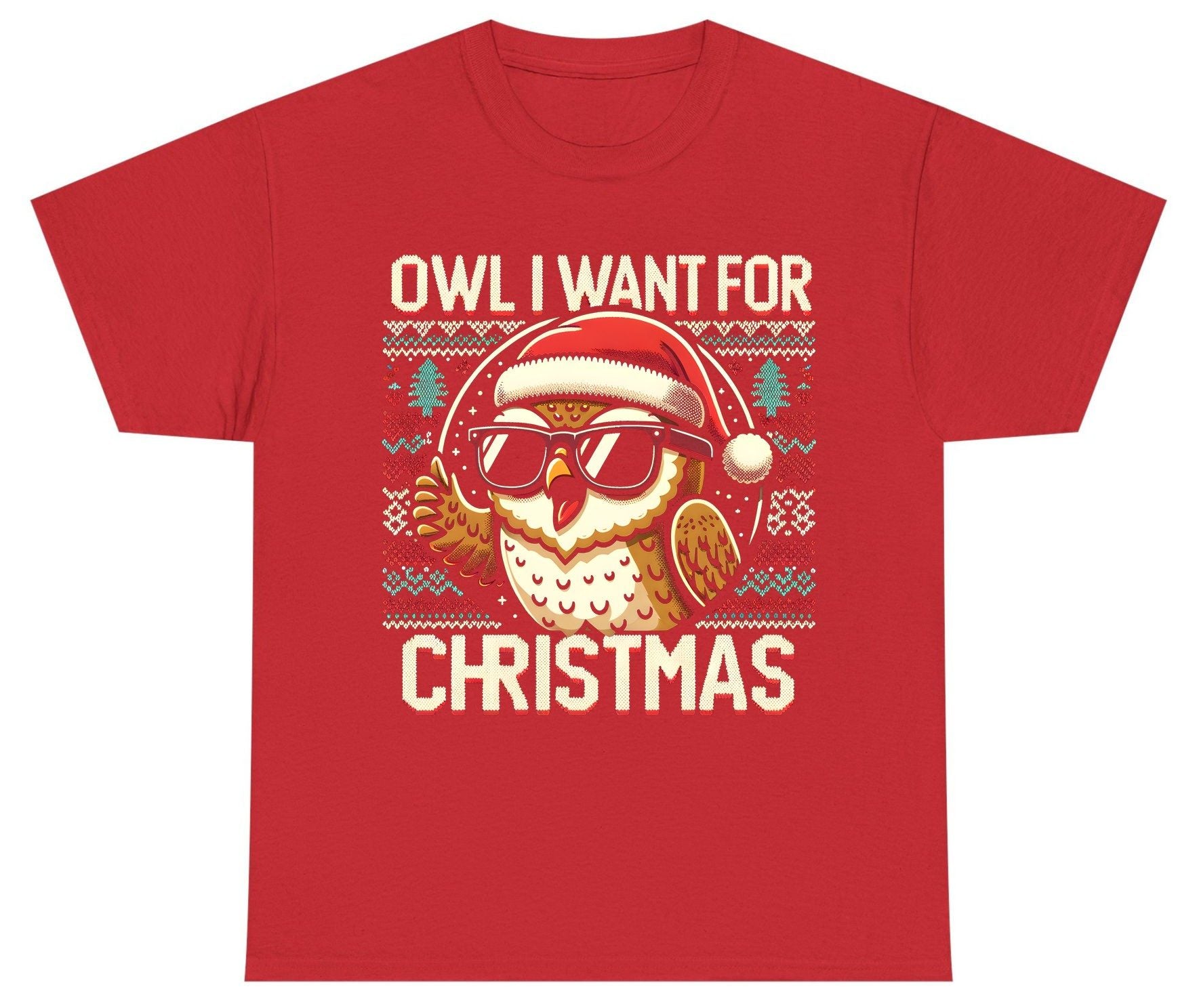 Owl I Want for Christmas Christmas owl Youth T-Shirt Red product mockup