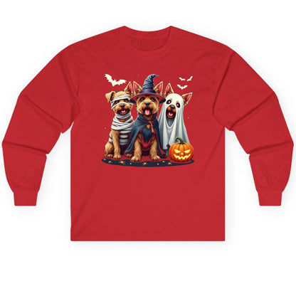 Cute Dogs Halloween Costumes dogs in Halloween costumes Long Sleeve Tee Red product mockup