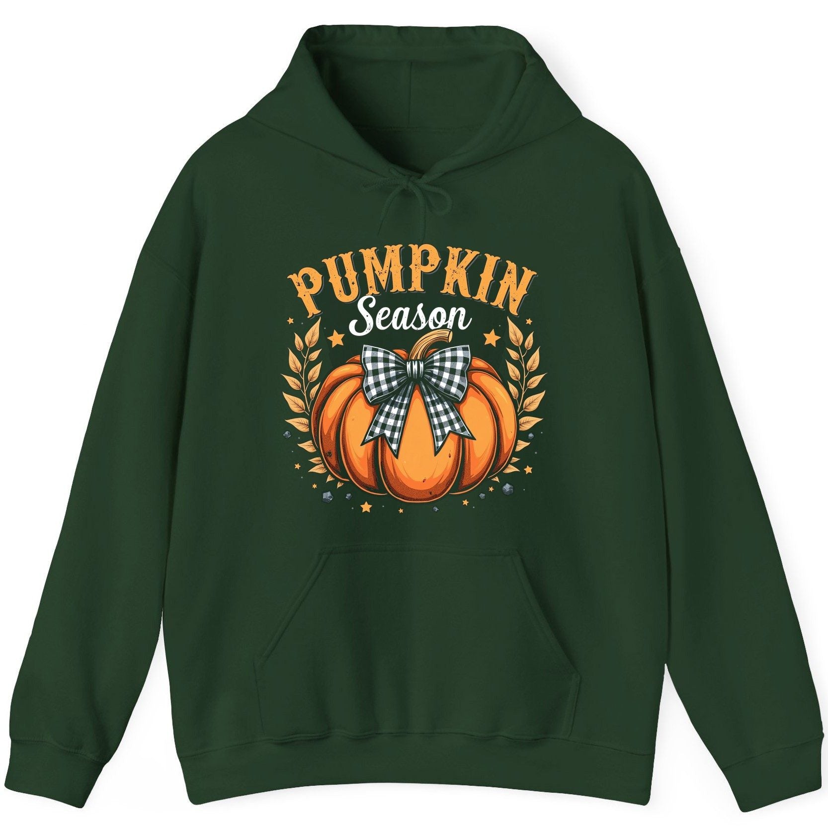 Pumpkin Season fall Hoodie Forest Green product mockup