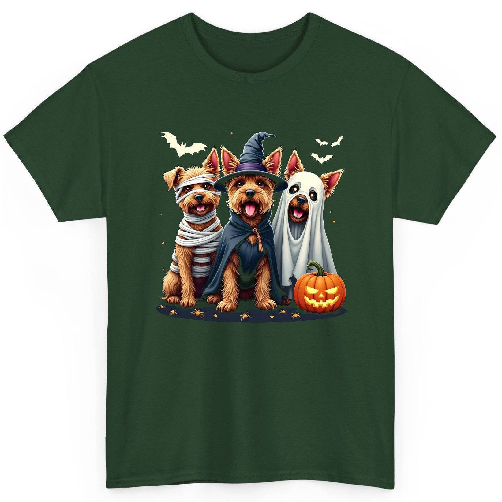 Cute Dogs Halloween Costumes dogs in Halloween costumes T-Shirt Forest Green product mockup