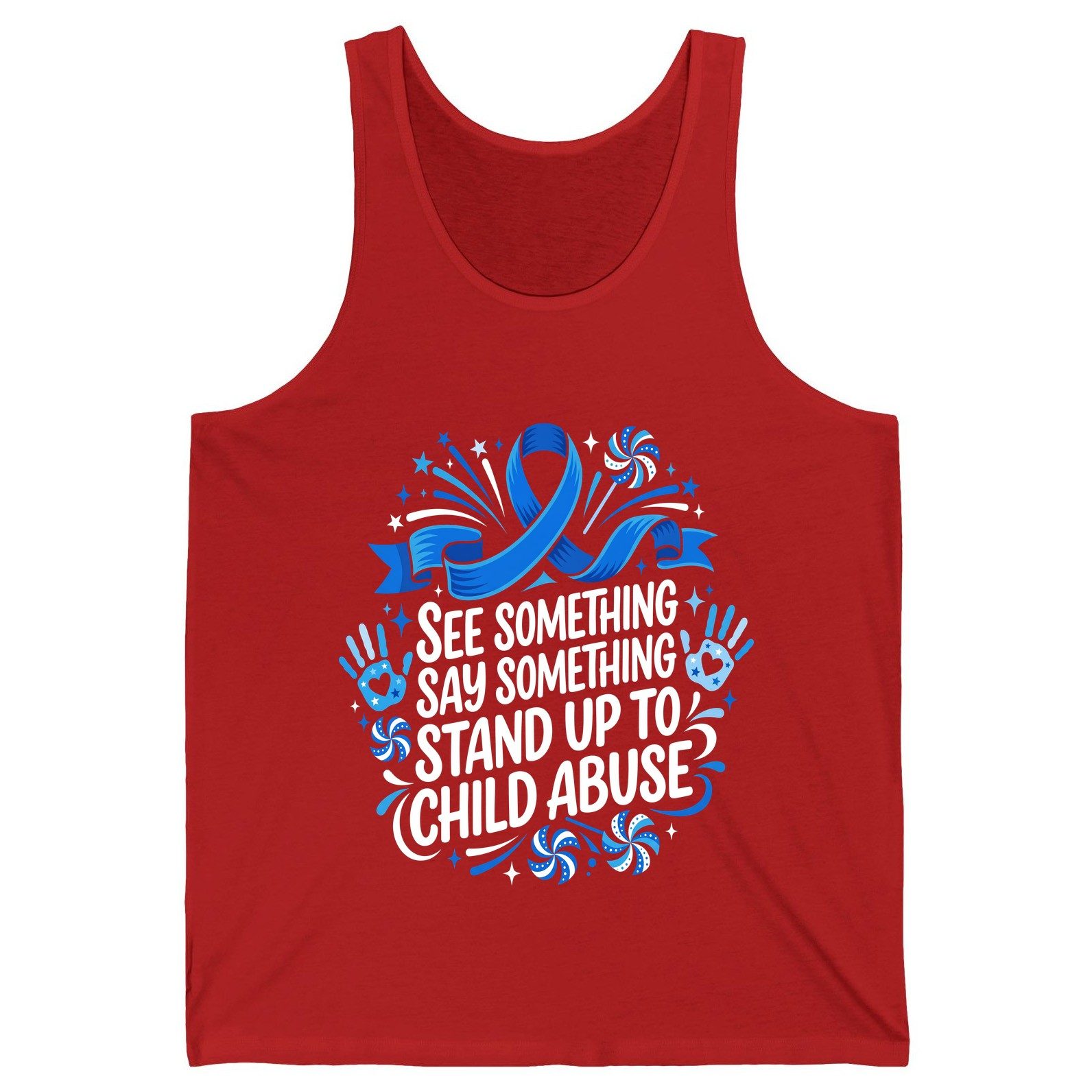 See Something Say Something Stand Up to Child Abuse Tank Top - product mockup - Red