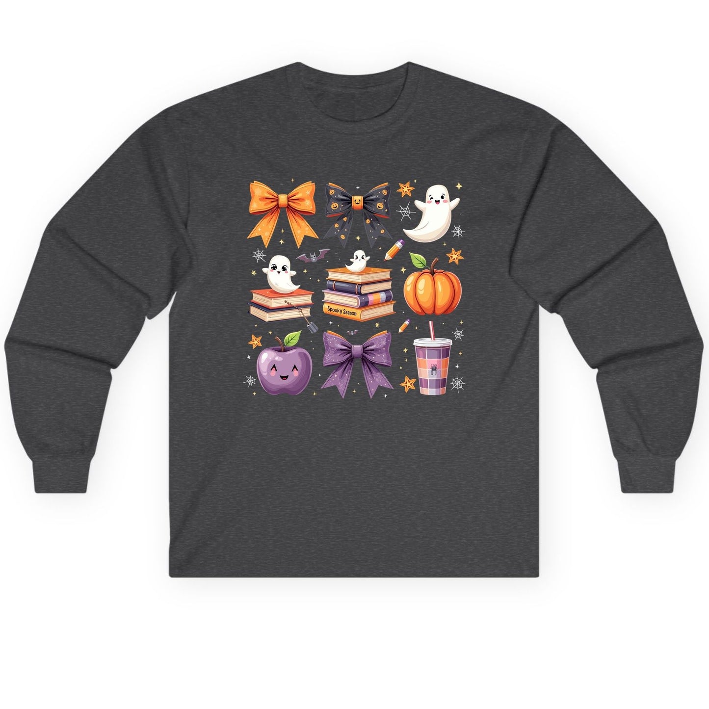 Spooky Season Halloween Long Sleeve Tee Dark Heather product mockup