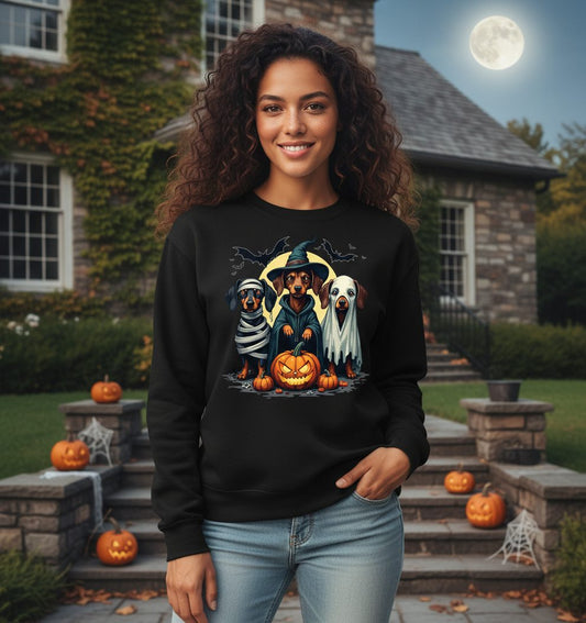 Dachshund Halloween Costumes dachshunds Sweatshirt Black lifestyle mockup