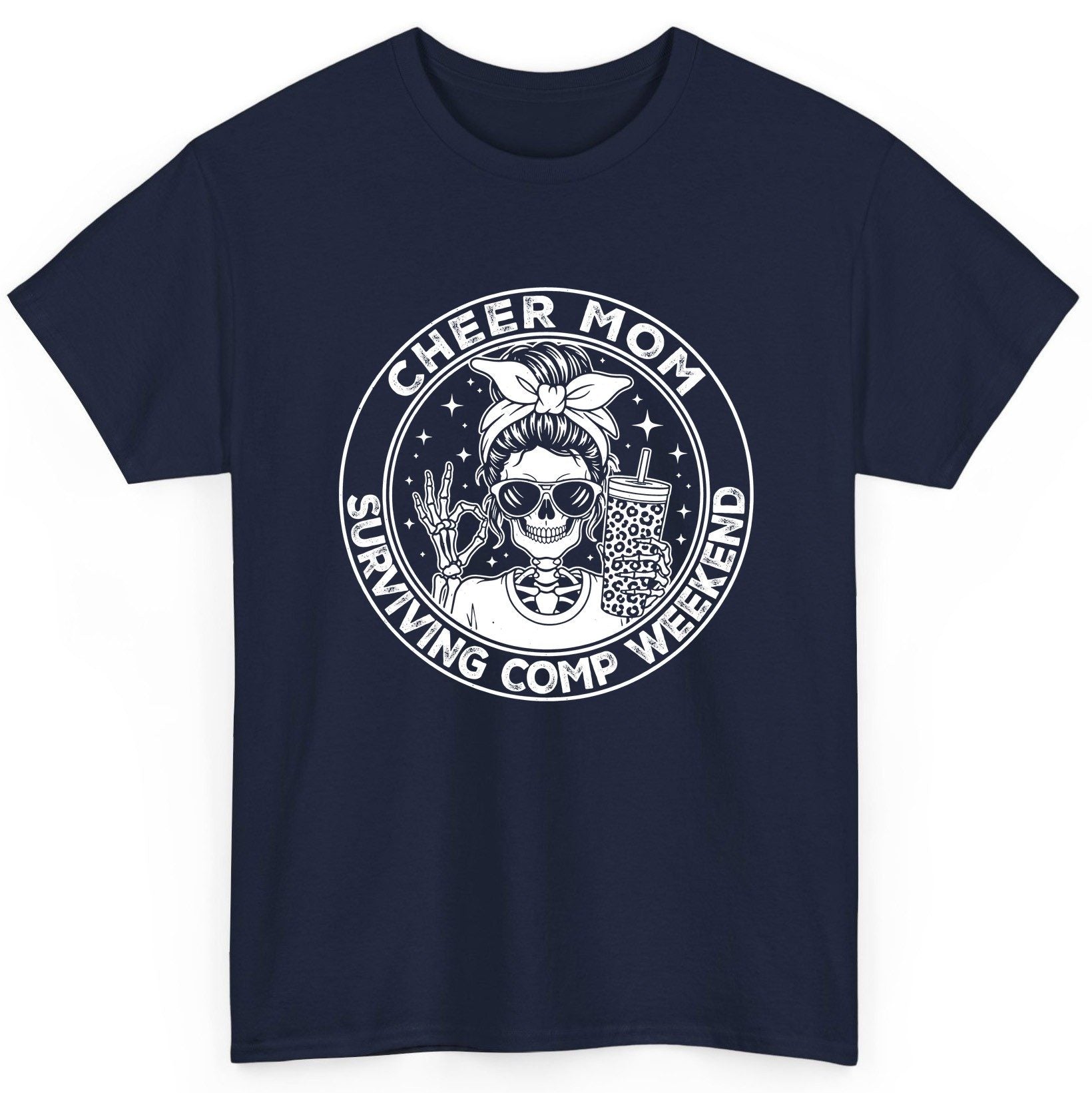 Cheer Mom Surviving Comp Weekend cheer mom T-Shirt Navy product mockup