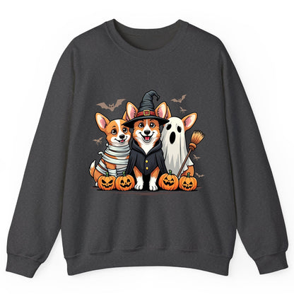 Halloween Corgi Trio Halloween corgis Sweatshirt Dark Heather product mockup
