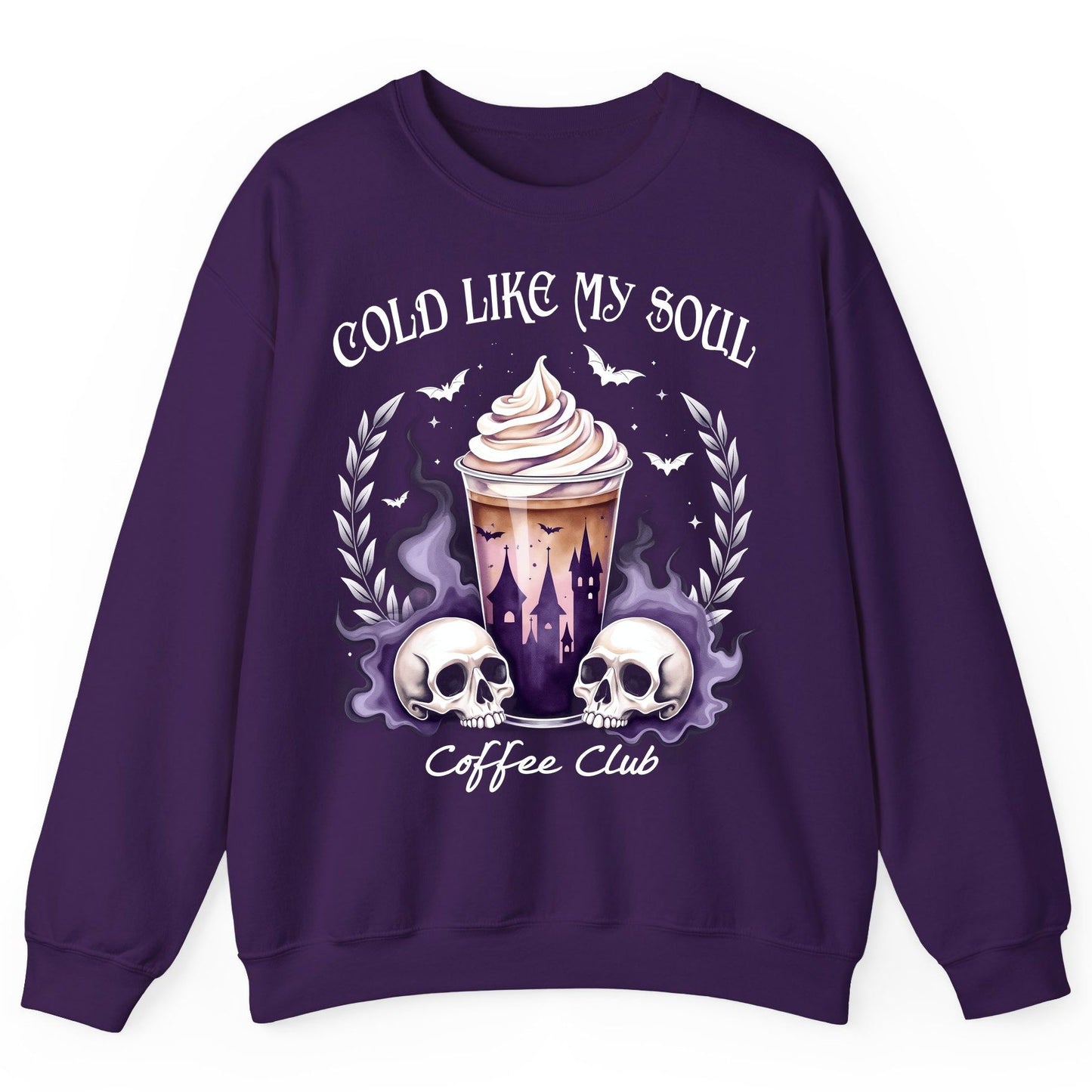 Cold Like My Soul Coffee Club gothic iced coffee Sweatshirt Purple product mockup