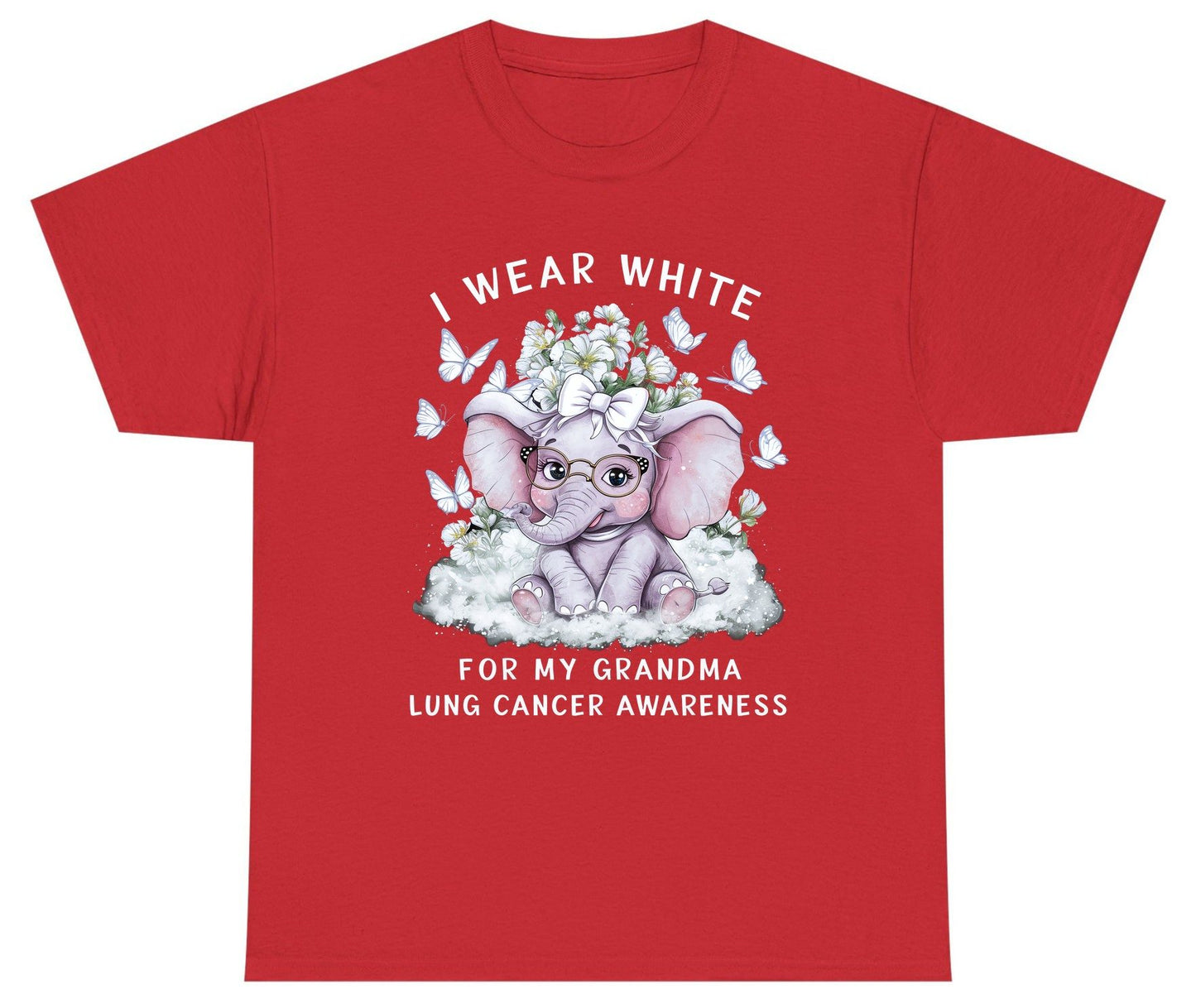 I Wear White for My Grandma Lung Cancer Awareness lung cancer awareness Youth T-Shirt Red product mockup