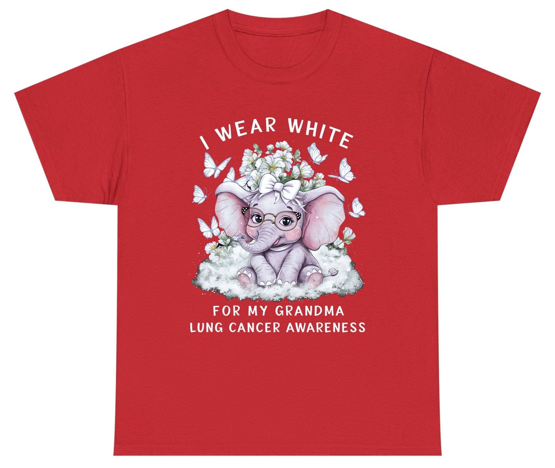 I Wear White for My Grandma Lung Cancer Awareness lung cancer awareness Youth T-Shirt Red product mockup